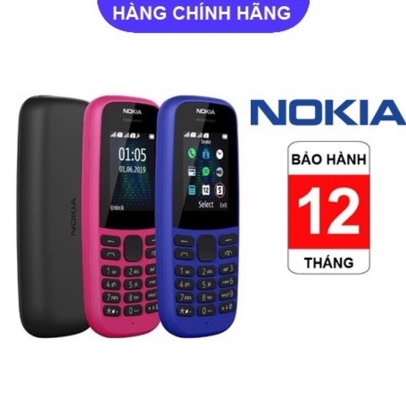 Điện thoại nokia,nokia 105 đời 2019 hai sim,fullbox bảo hành 1 năm nghe gọi cực bền