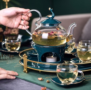 Bộ ấm chén đun trà hoa bắc âu