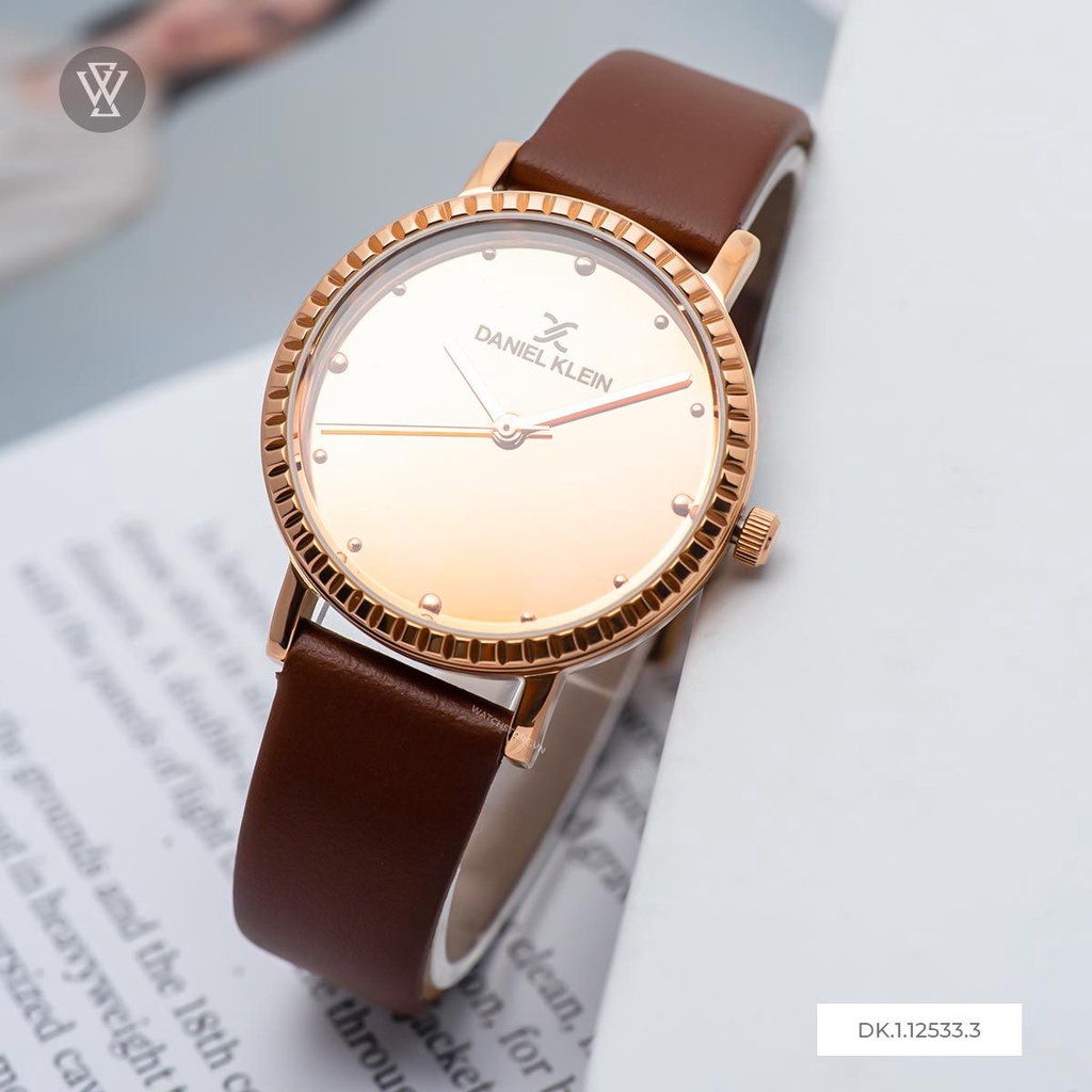 Đồng Hồ Quartz Nữ Daniel Klein Premium Ladies WATCHSTORE DK.1.12533.3 Mặt Kính Khoáng 34mm, Dây Da, Vỏ Thép