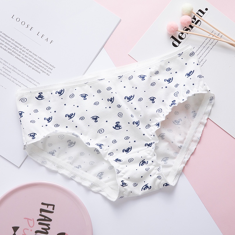 Quần lót nữ đáy quần cotton thoáng khí hút ẩm tốt viền nhún phối nhiều họa tiết siêu dễ thương NORICHIP.