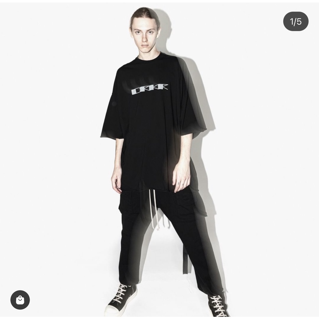 RO Double Line DRKSHDW Letter Slogan Print Casual Loose T-Shirt