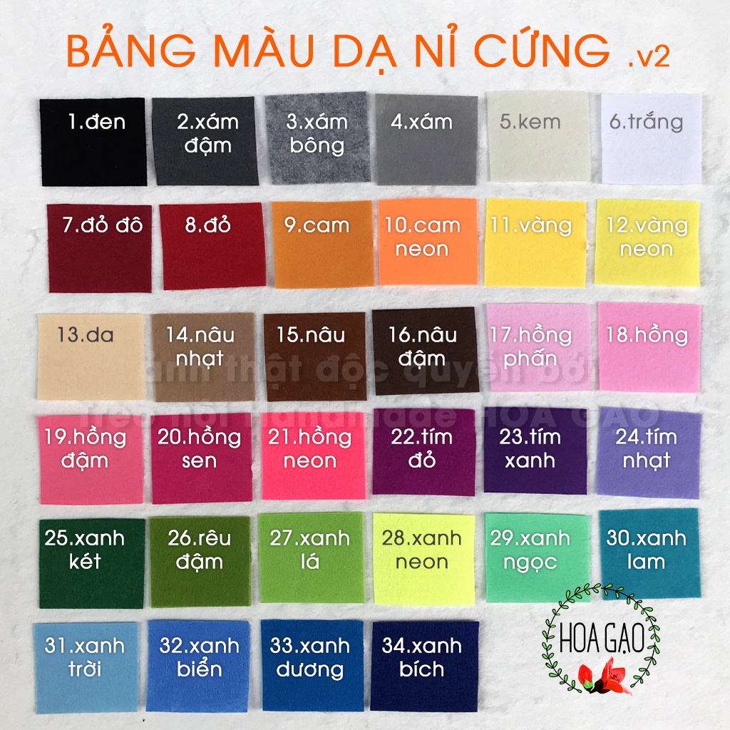 Vải nỉ cứng (vải dạ) 22*22 cm