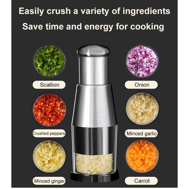 Dụng Cụ Cắt Nghiền Tỏi Rau Củ Bằng Thép Không Gỉ 304 Đa Năng