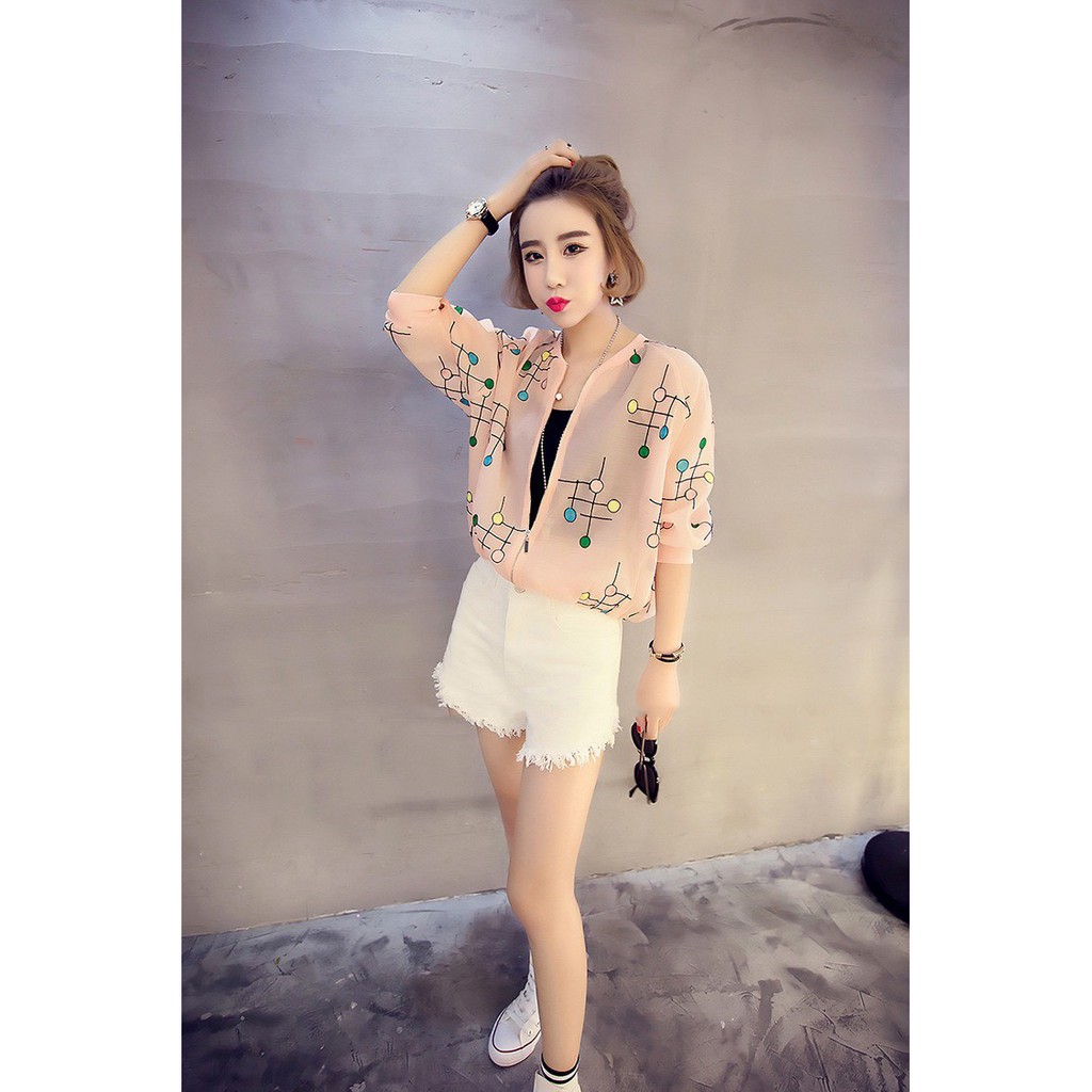Áo khoác voan bomber - Áo khoác nữ