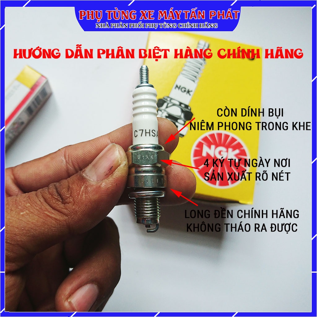 Bugi Xe Máy Chính Hãng NGK Thái Lan C7 (Chân Ngắn) C7HSA Dùng Cho Xe ATTILA ,Mio ,Wave 110