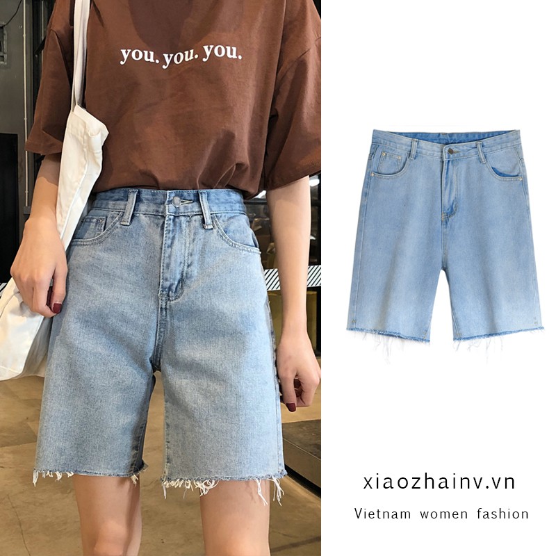 Xiaozhainv Quần short denim Xiaozhainz kiểu dáng đơn giản