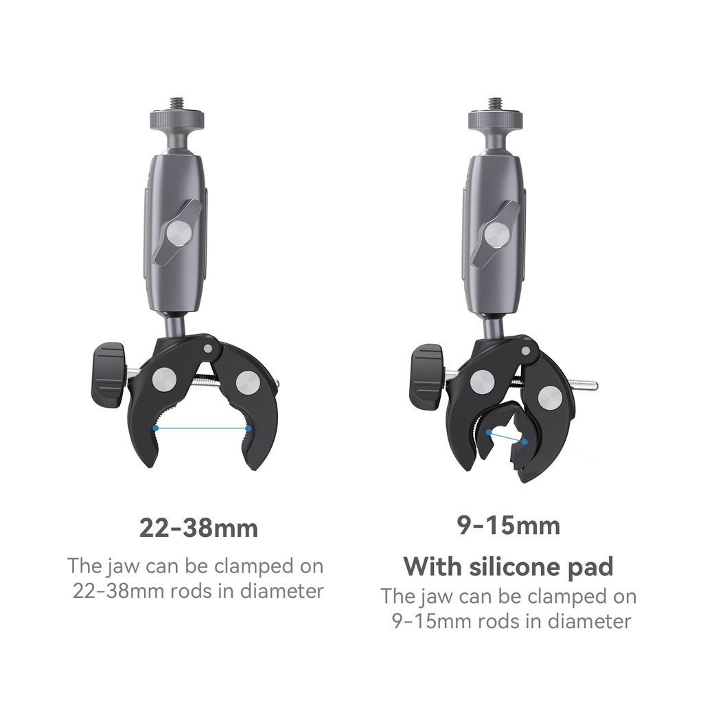 Kẹp Nhôm TELESIN Cho Camera Hành Trình, 360 Độ° Kẹp Gắn Máy Ảnh GoPro Và Insta Tương Thích Với Ống Tròn Gắn Tay Lái Xe Máy