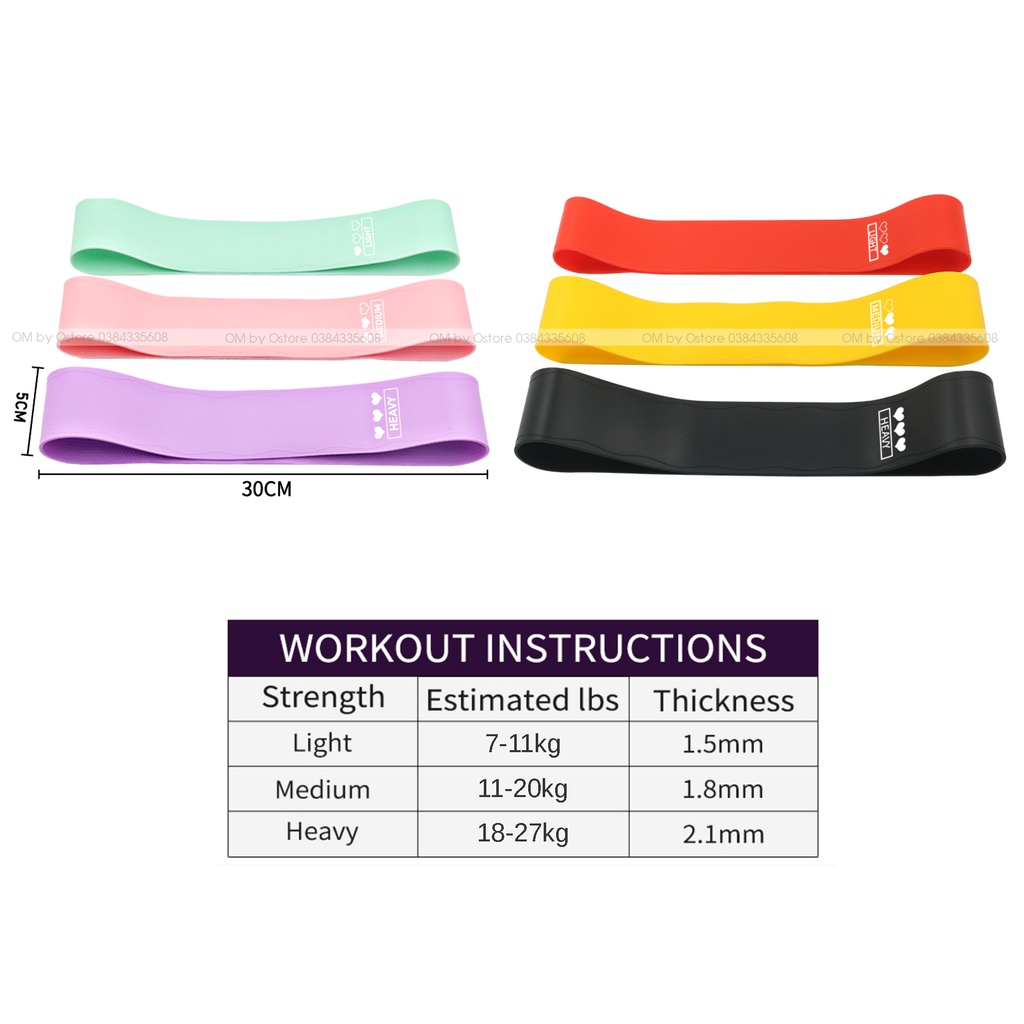 Dây kháng lực tập gym cao su, dây tập mông đùi, dây miniband