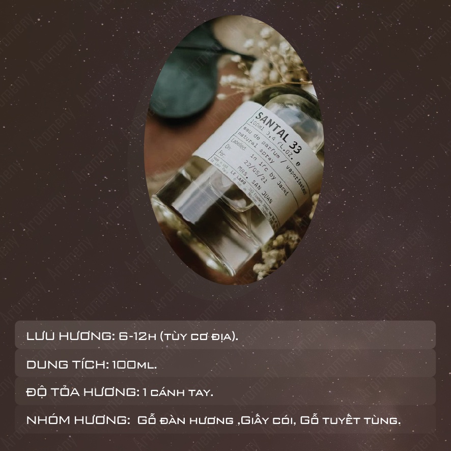 𝘼𝙧𝙤𝙢𝙚𝙣𝙮 𝙥𝙖𝙧𝙛𝙪𝙢 - Nước hoa Le L.abo S.antal 33 (unisex) 100ml, mùi hương đặc biệt dùng cho cả nam và nữ. Dầu thơm Unisex