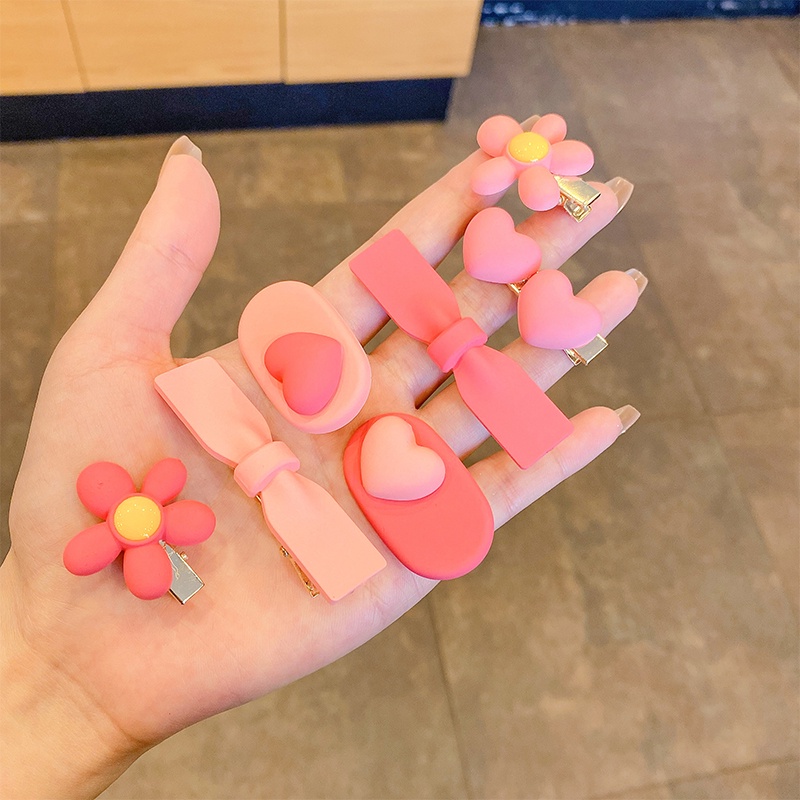 Kẹp Tóc Hình Nơ Màu Hồng Dễ Thương Phong Cách Hàn Quốc