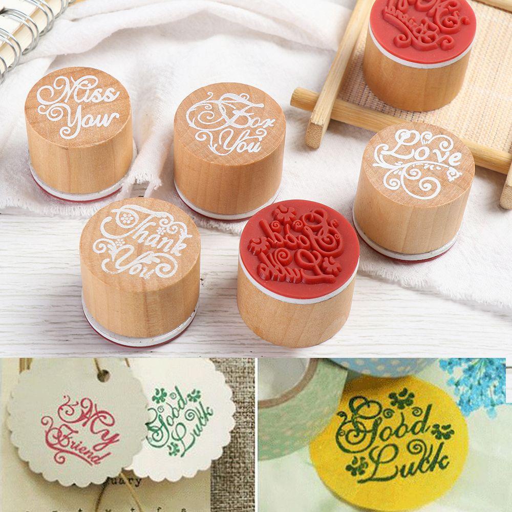 PISTA Con Dấu Gỗ In Chữ Thank You Trang Trí Sổ Tay DIY