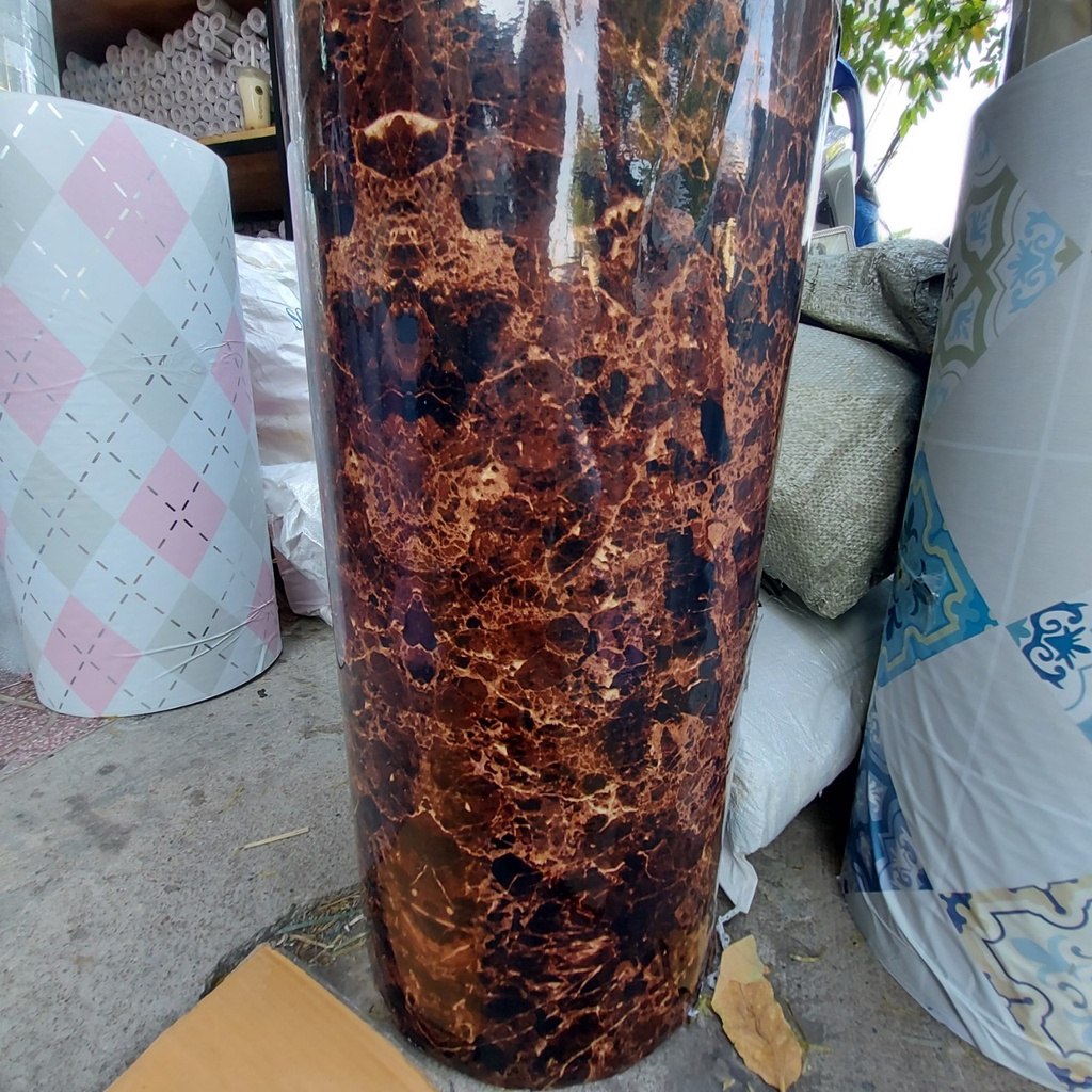 Decal tráng nhôm dán bếp ĐÁ HOA CƯƠNG NÂU ĐEN khổ 60cm có keo sẵn