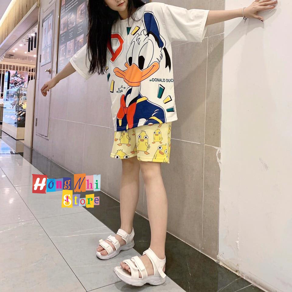 Quần Đùi Hoạt Hình Vịt Vàng Short Cartoon Oversize Ulzzang Unisex Dáng Rộng - MM