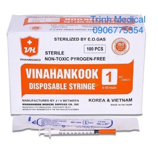 Bơm tiêm 1ml Vinahankook insulin Hộp 100 cái