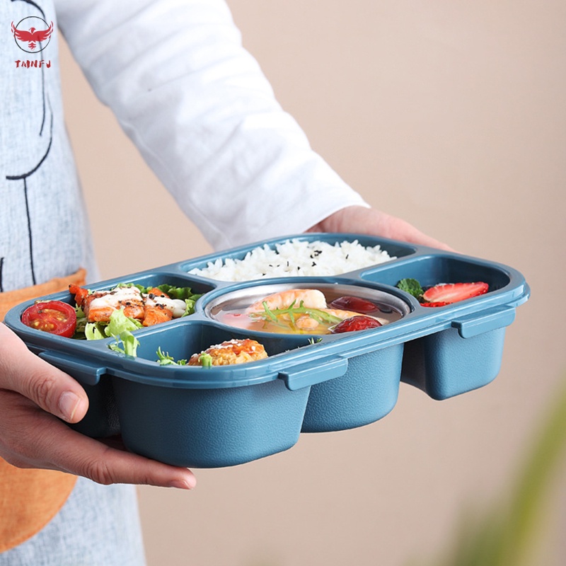 Hộp cơm Chia 5 Ngăn Di Động Kèm Khay Chia 5 Ngăn Tiện Dụng Cho Học Sinh/ Văn Phòng