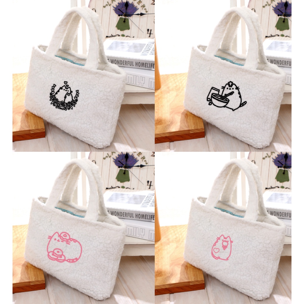tote lông pusheen TTLS14 túi quai xách lông thêu dễ thương hot trend thần tượng hoạt hình idol