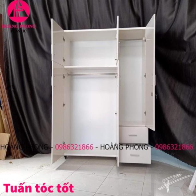 Tủ quần áo Người lớn Nhựa đài loan 1m22 x 1m85 Màu trắng 3 cánh  Cao cấp bảo hành 2 năm Miễn phí vận chuyển