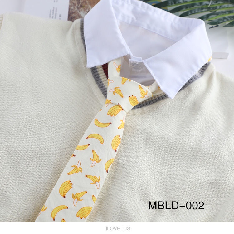 Cà Vạt Cotton 6CM Họa Tiết Trái Cây Hoạt Hình Phong Cách Preppy Hàn Quốc Thông Dụng Cho Nam Và Nữ