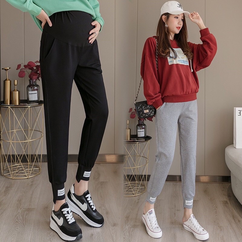 Quần dài bầu thể thao thu đông da cá bo gấu jogger đẹp thời trang giá rẻ QB09