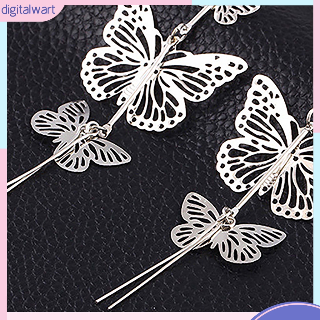 Cặp khuyên tai dài hình bướm mạ vàng/bạc cá tính dành cho nữ