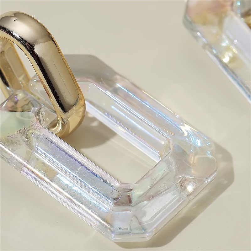 Khuyên Tai Hình Học Rỗng Bằng Nhựa Acrylic Trong Suốt Nhiều Màu Cho Nữ