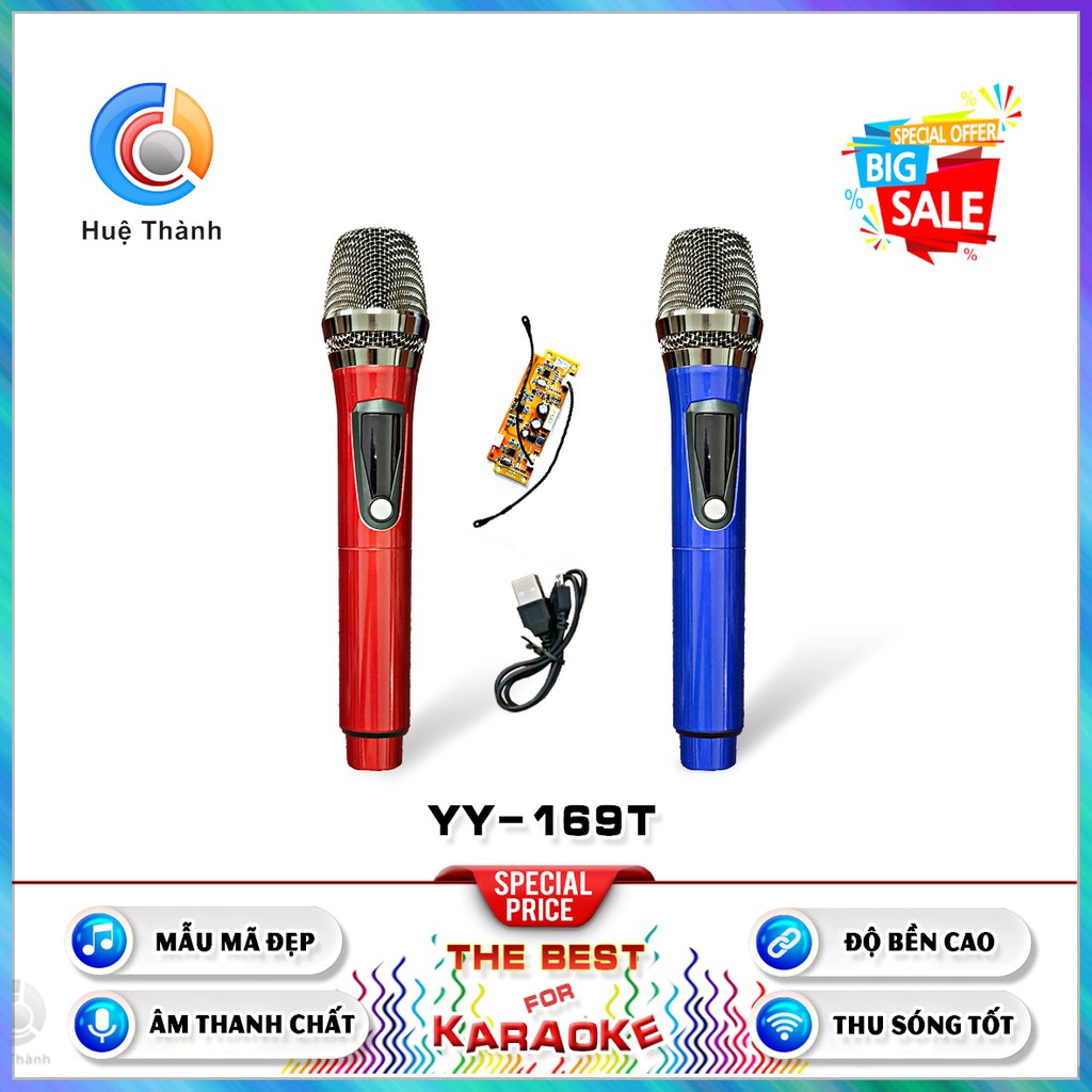 Micro không dây YY-169T, Micro Không Dây (02 mic ) - CHÍNH HÃNG - BH 12 tháng - Míc Chuyên Dụng