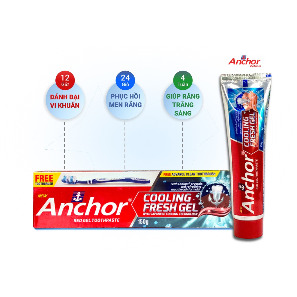 [TẶNG BÀN CHẢI]Kem Đánh Răng Cho Răng Ê Buốt, Nhạy Cảm Anchor Cooling Fresh Gel - 150g