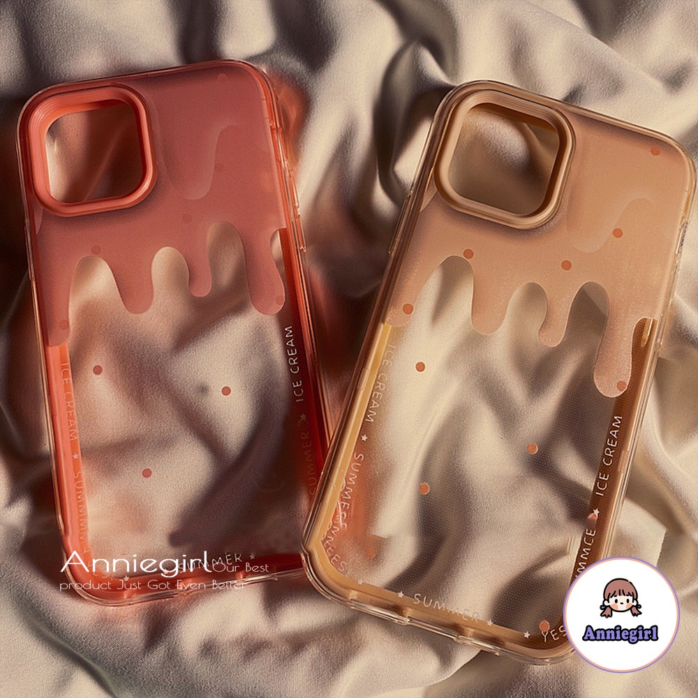 Ốp điện thoại TPU mềm họa tiết kem chảy 3 trong 1 dễ thương cho Phone 14 13 12 11 Pro Max X Xs Max Xr 8 7 Plus