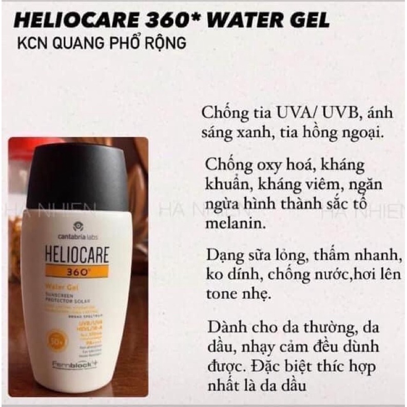 Kem Chống Nắng Heliocare 360 Water Gel SPF 50+ Kcn Heliocare Water gel, Mirenal Tolerance, Pigment - YUPA.STORE