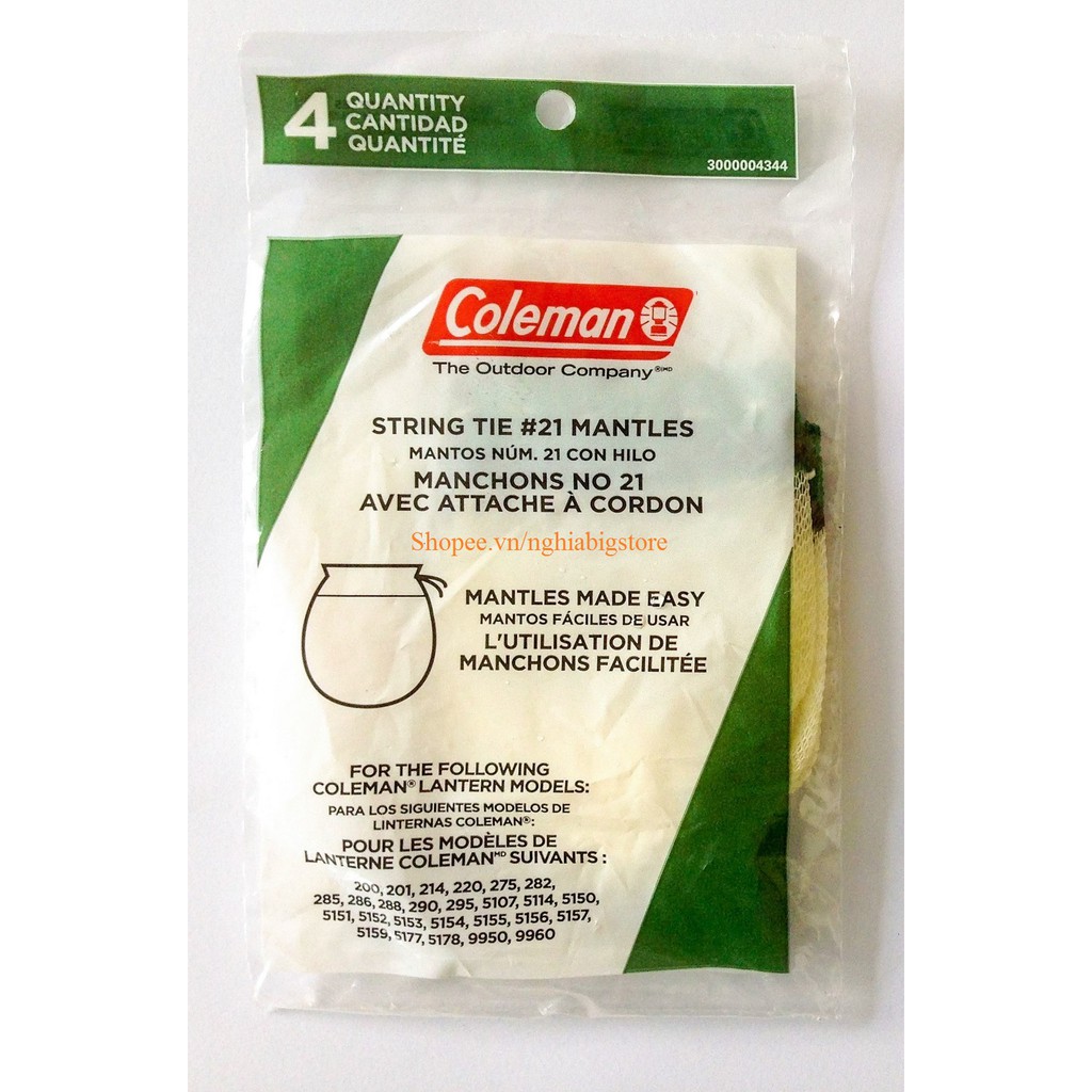 4 Bấc Lưới Đèn Măng Sông Coleman USA Mantles Manchons 21