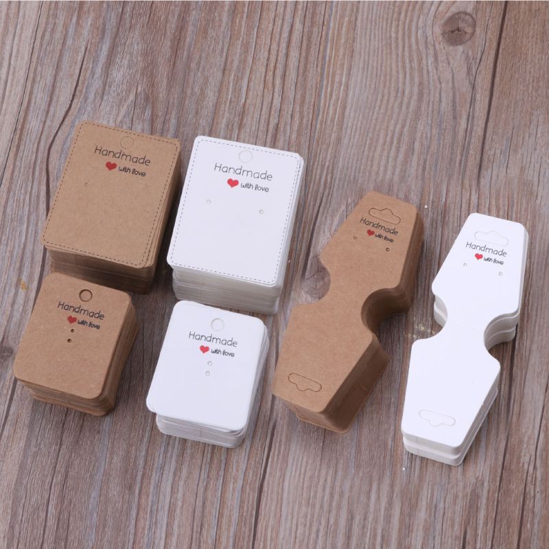 Set 100 Thẻ Giấy Kraft Dùng Để Trưng Bày Trang Sức Tiện Dụng
