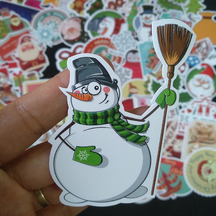 Bộ Sticker dán cao cấp chủ đề GIÁNG SINH - ÔNG GIÀ NOEL - Dùng dán Xe, dán mũ bảo hiểm, dán Laptop...