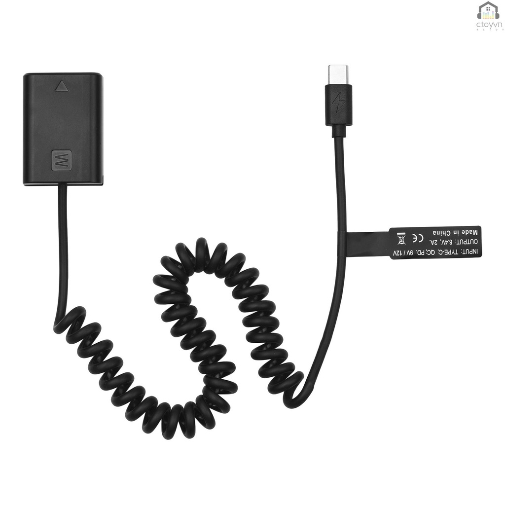 Bộ Chuyển Đổi Pin USB-C Andoer NP-FW50 Có Dây Cáp Type-C Thay Thế Cho Alpha A5000 A5100