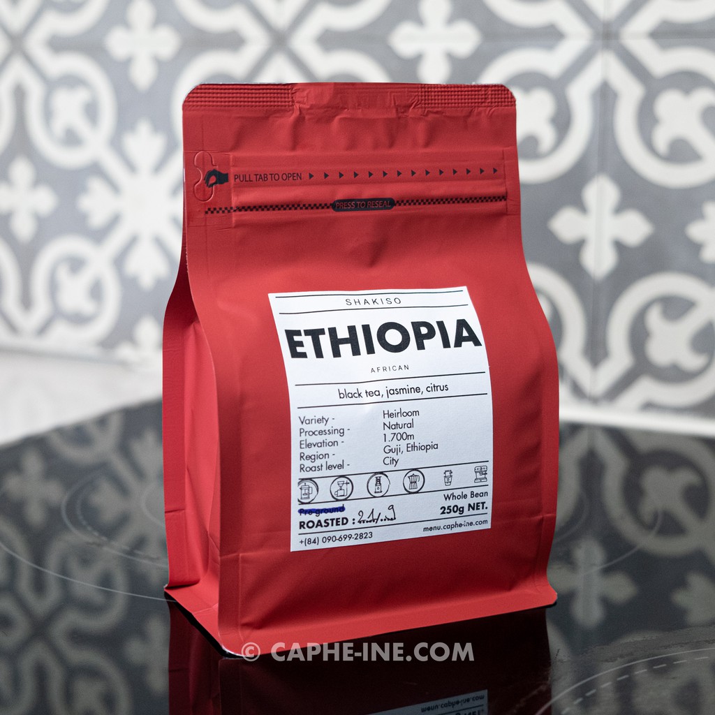 Cà phê rang mới Ethiopia Yirgacheffe 250g - caphe-ine.com