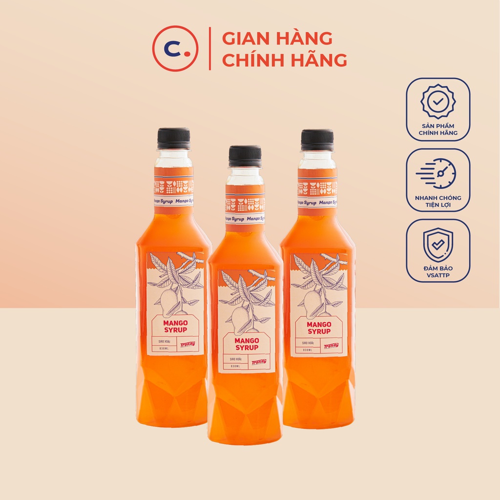 Syrup Trendy 830ml - Chuyên dùng cho pha chế đồ uống, trà sữa, trà hoa quả
