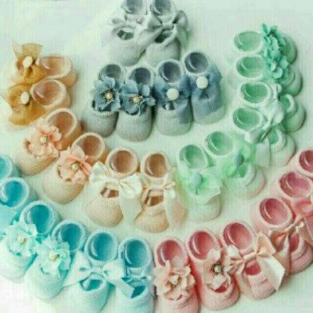 Sét 3 đôi tất hai nơ có chống trượt cho bé sơ sinh đến 10 tháng tuổi