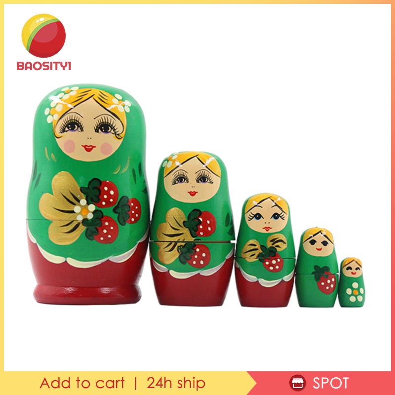 Set 5 mô hình búp bê đồ chơi Nga Matryoshka nhiều màu có thể lồng vào nhau