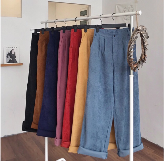 [ORDER] Quần nhung ulzzang ống rộng đủ màu culottes - có ảnh thật phía sau | BigBuy360 - bigbuy360.vn