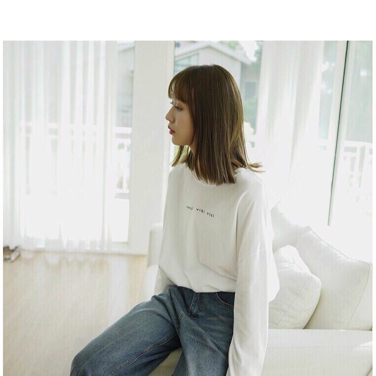 áo thun dài tay form rộng in chữ cá tính thời trang unisex M886
