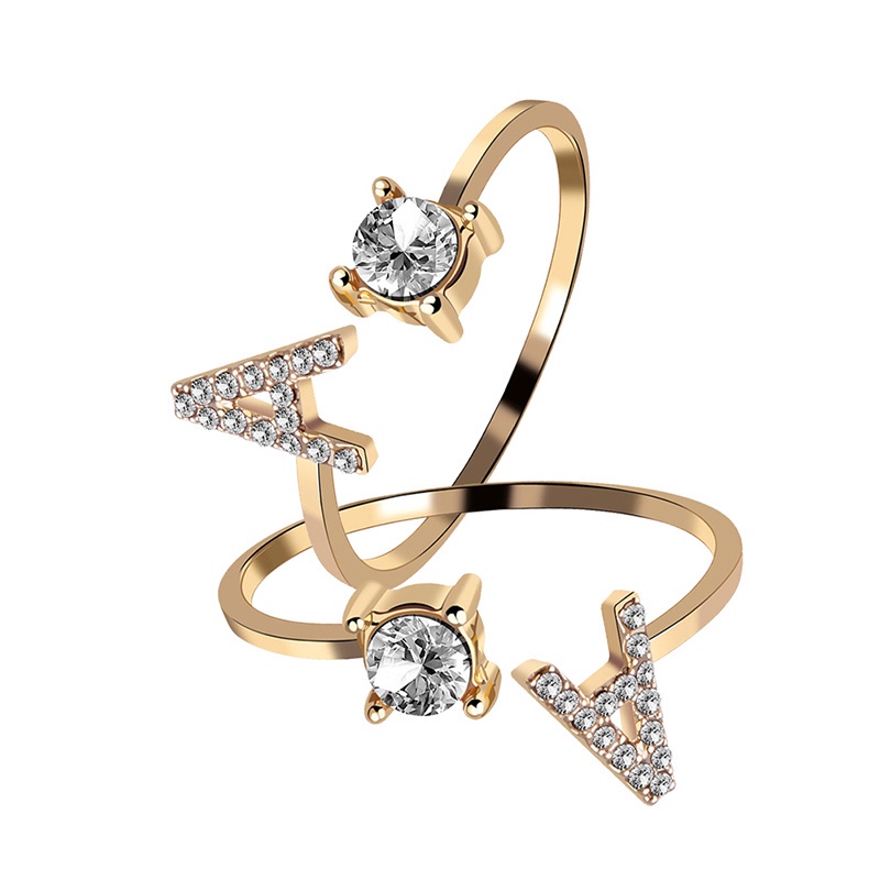 Set Nhẫn 26 Chữ Cái Tiếng Anh Đính Đá Zircon Cho Nữ
