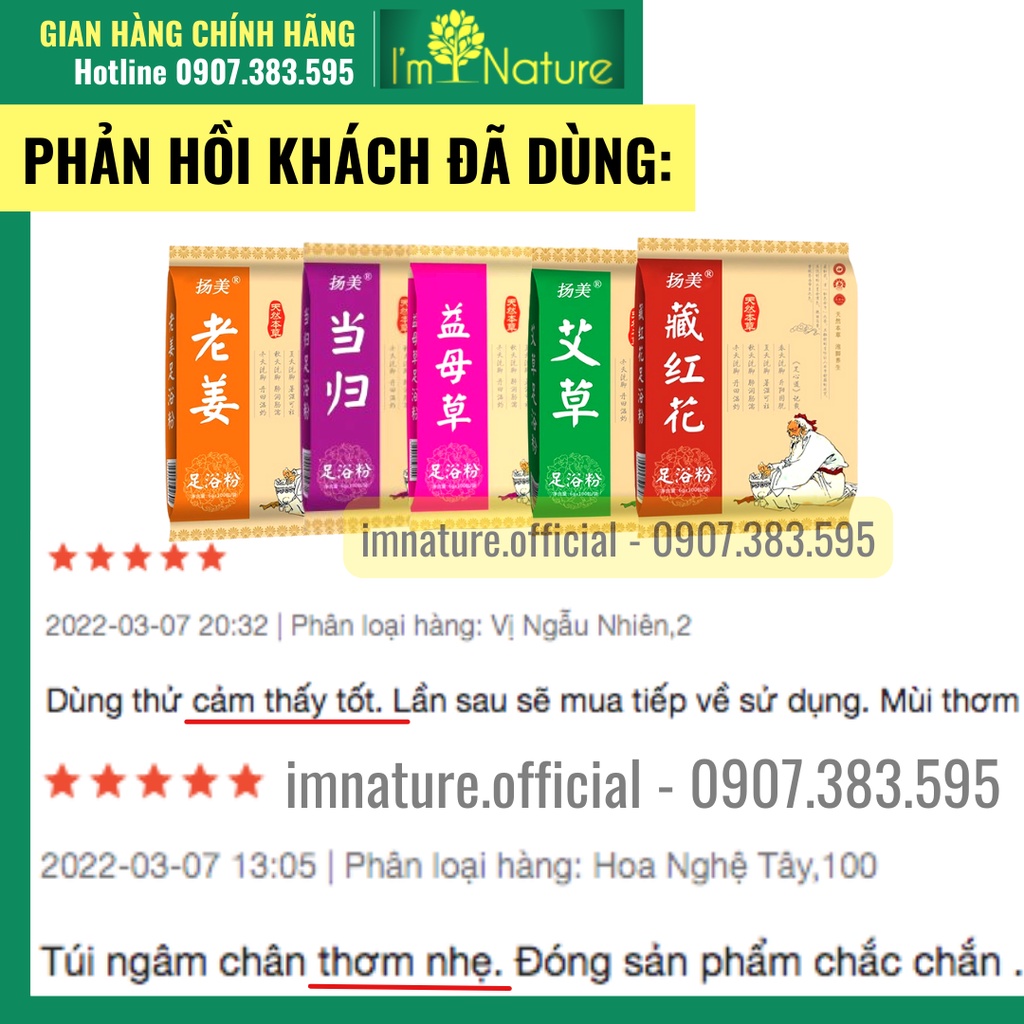 100 Gói Bột Thảo Dược Ngâm Chân Túi Lọc Đông Y - Thải Độc Giảm Đau Nhức - Tê Chân - Giảm Hôi Chân Đủ Vị