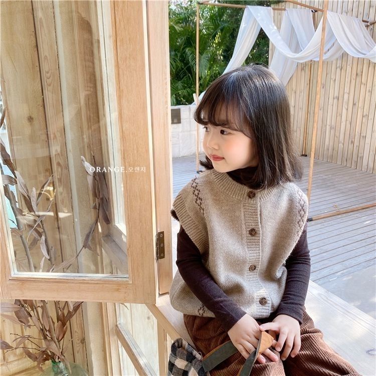 Áo Khoác Cardigan Len Dệt Kim Không Tay Phong Cách Hàn Quốc Thời Trang Thu Đông Dành Cho Trẻ