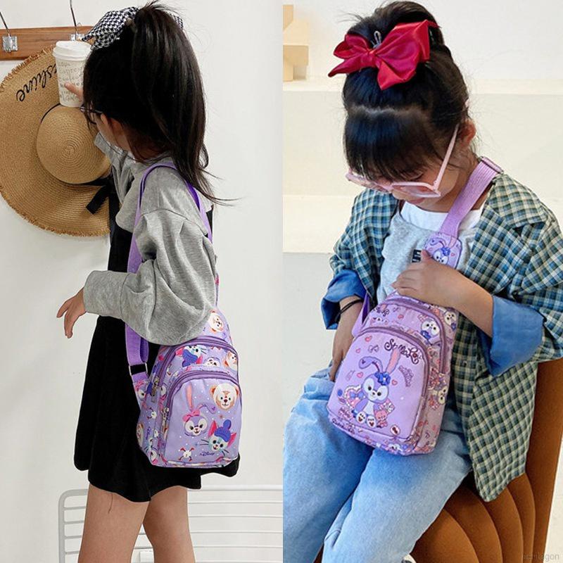 Túi đeo chéo ngực bằng vải canvas in hình thỏ dễ thương đa năng cho bé gái