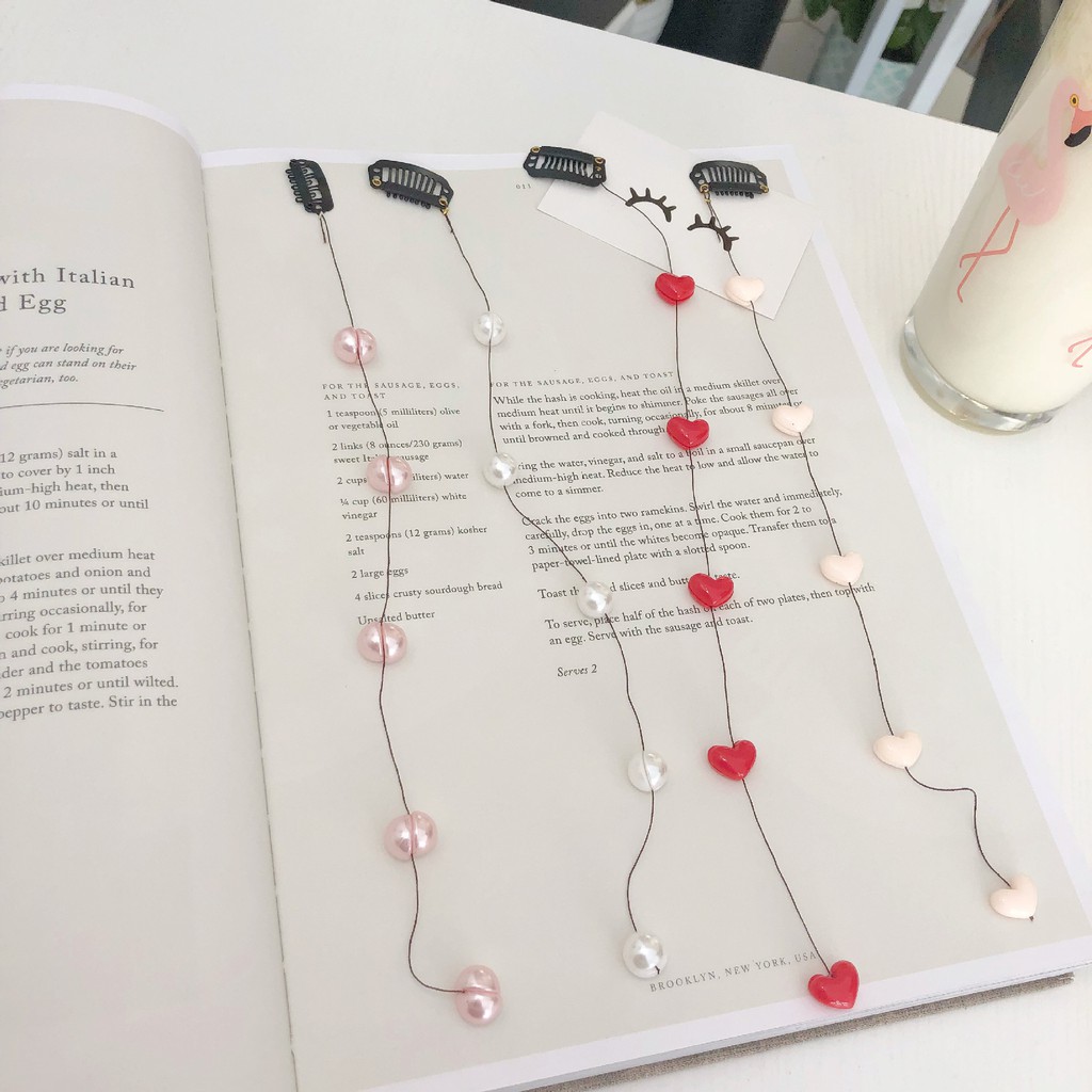 ❤️ Kẹp dây cài tóc đính tim dáng ngắn phong cách Hàn Quốc siêu cute ❤️