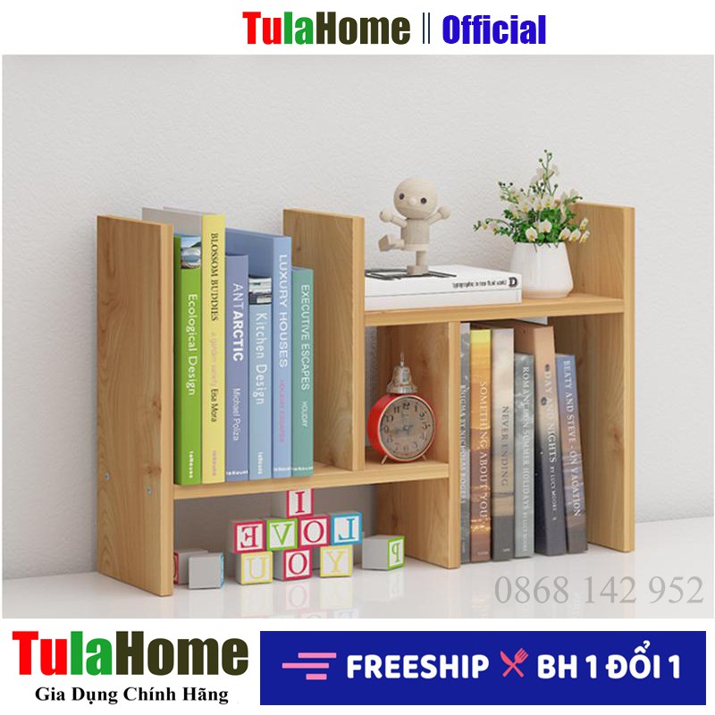 Kệ sách để bàn làm việc TulaHome, kệ sách để bàn làm việc gỗ cao cấp lắp ghép sang trọng tiện dụng