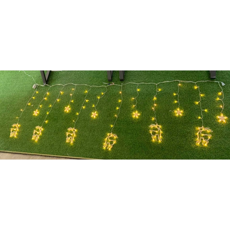 Bộ Nháy LED Trang Trí Noel Hình Chuông, Cây Thông, Tuần Lộc Loại To Màu Vàng Trang Trí Cực Đẹp
