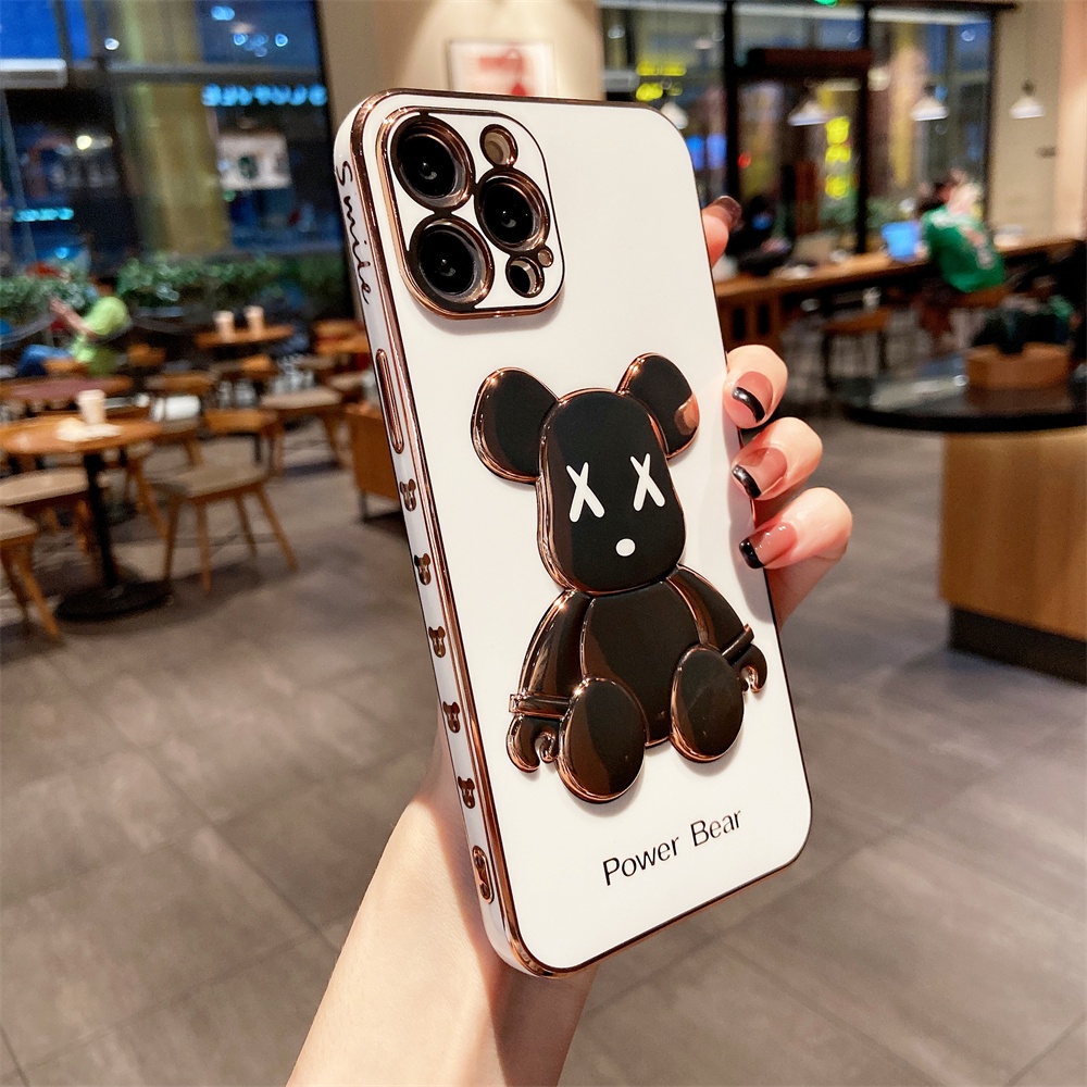 Ốp điện thoại mạ vàng hình gấu thời trang thích hợp cho IPHONE 13 12 11 PRO MAX XS MAX XR X 8 7 PLUS