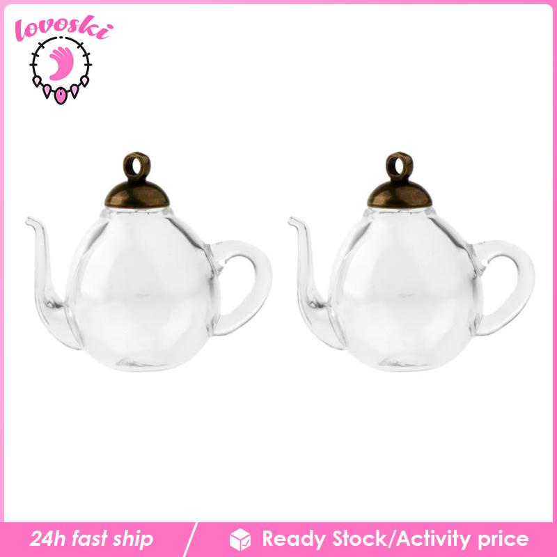 Set 2 Bình Điều Ước Trà Mini Bằng Thủy Tinh Rỗng Màu Vàng Kim Thủ Công