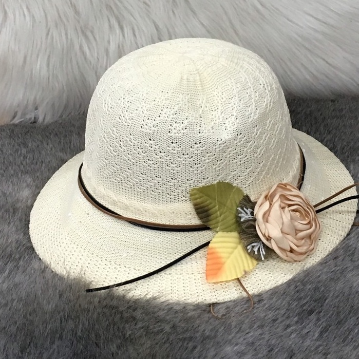 Mũ cói FREESHIP XTRA nón cói vành đính hoa hàng Quảng Châu chất cói mềm