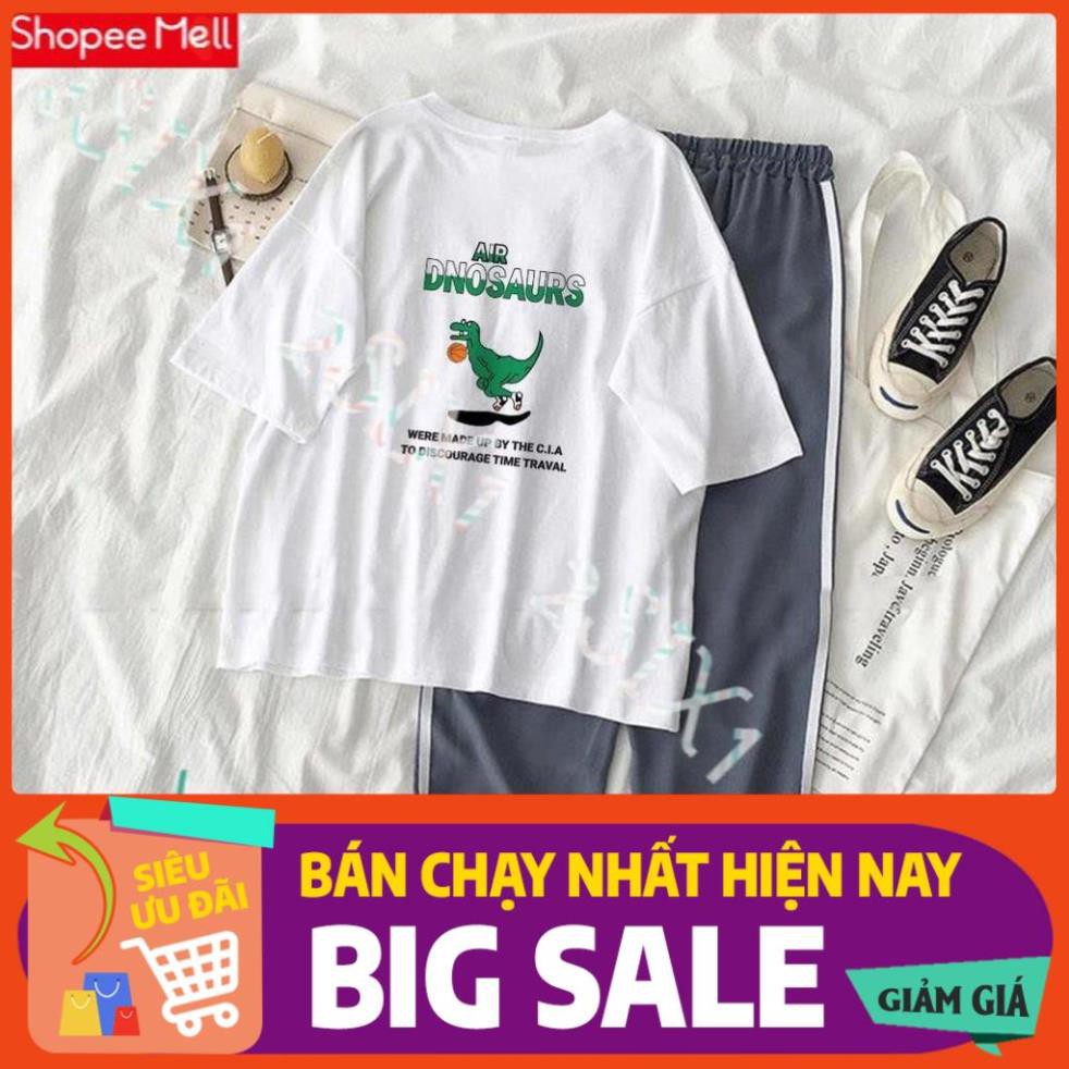Set thể thao Quần Jogger Line Phối Áo Thun Tay Lỡ Unisex cho nam-nữ.Set Jogger Line  Unisex Dnosaur 
